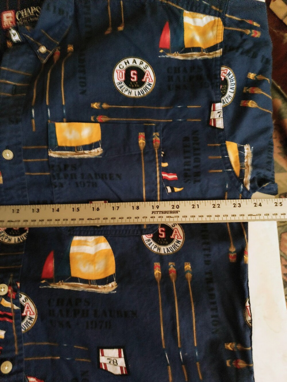 90s Chaps Ralph Lauren Nautical Print Button Down Shirt Medium - Picture 6 of 7